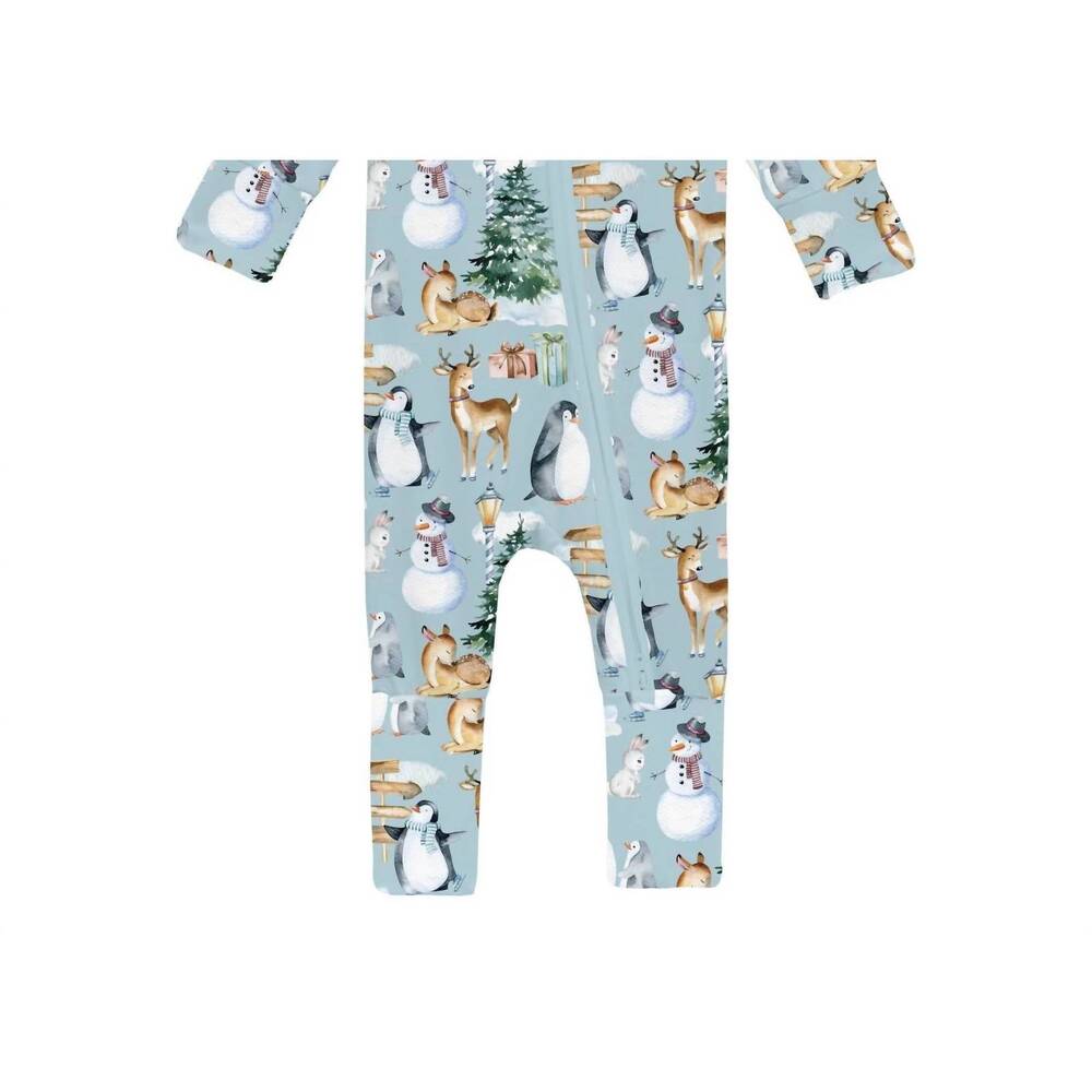 NEW KICKEE baby's convertible coverall in spring sky winter wonderland